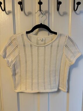 PacSun Cream Knit Short-Sleeve Crop Top